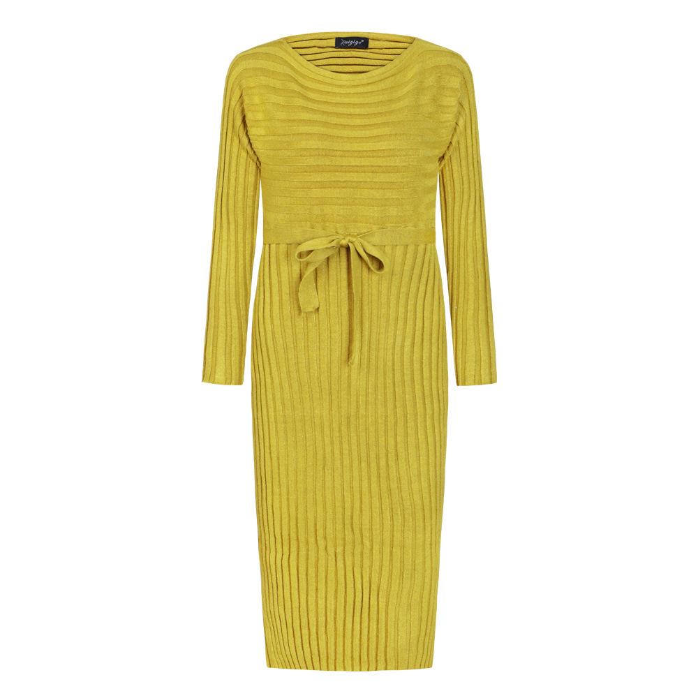Autumn And Winter Hot Sale New Fashion Women'S Long Sweater Knit Lace Dress