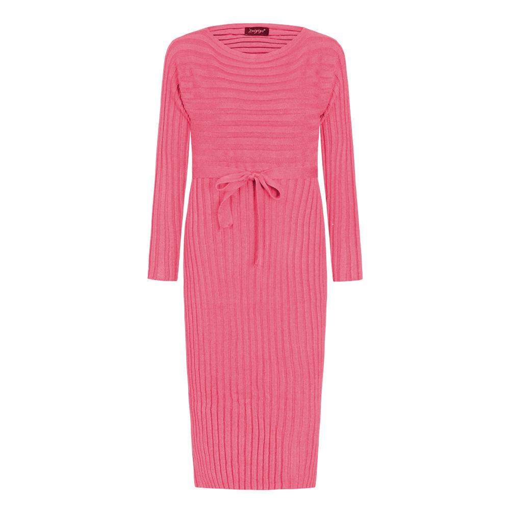 Autumn And Winter Hot Sale New Fashion Women'S Long Sweater Knit Lace Dress