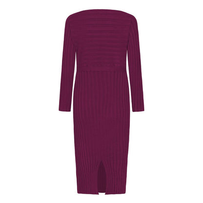 Autumn And Winter Hot Sale New Fashion Women'S Long Sweater Knit Lace Dress