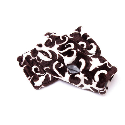 Trendy Warm Leopard Print Plush Fingerless Gloves