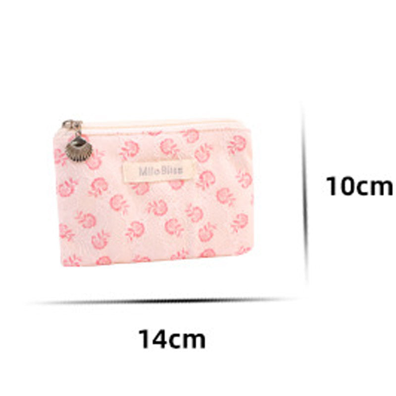 Cute Flower Print Large Capacity Cosmetic Bag