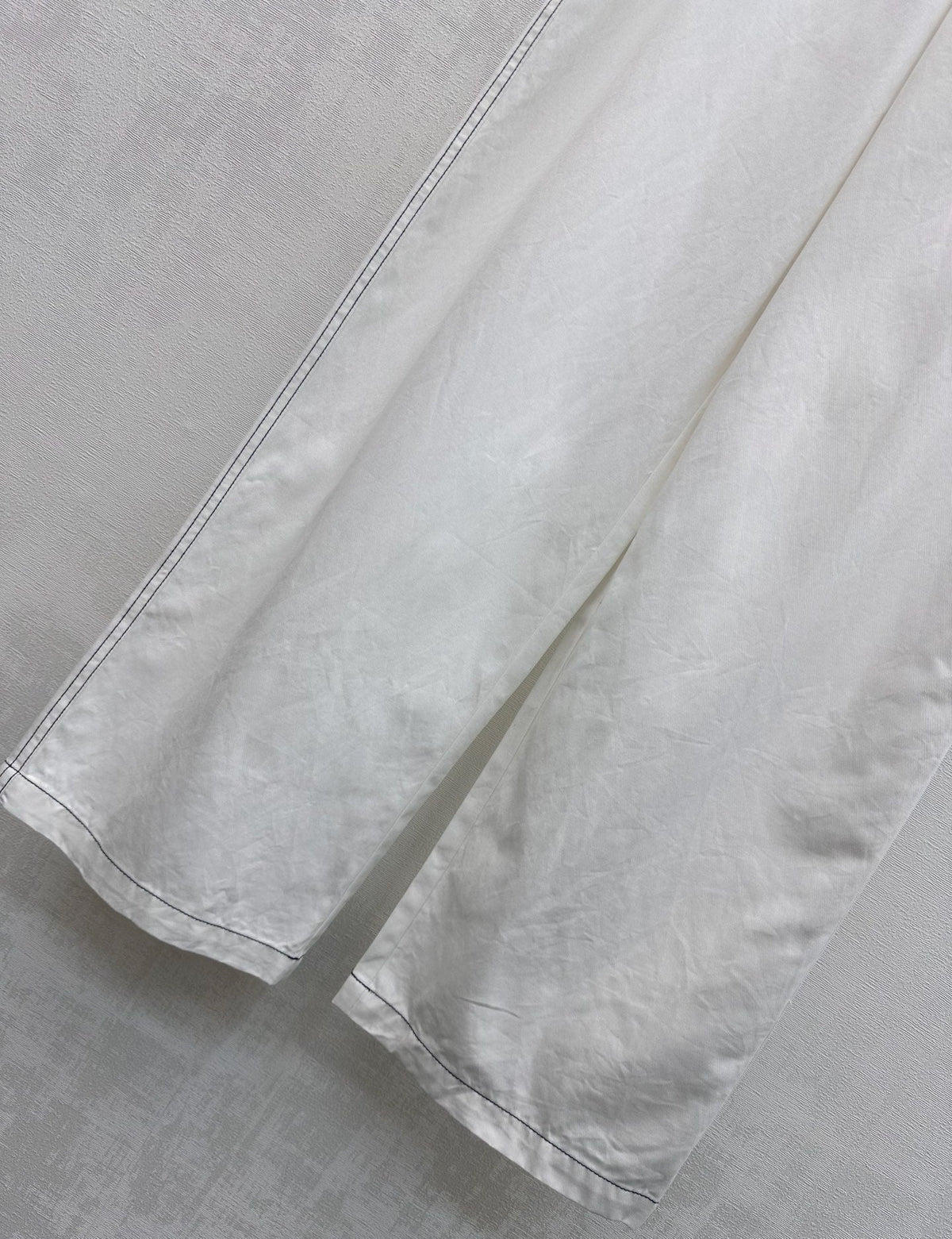 CC Drawstring Webbing Trousers White Cotton Tencel 350186