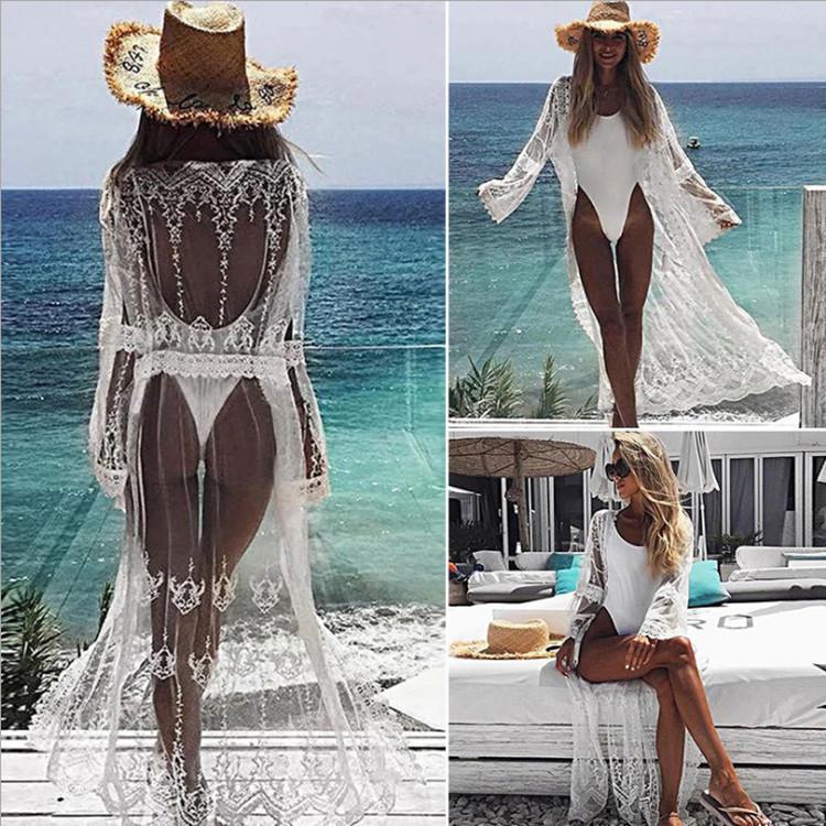 New Mesh Embroidered Lace Beach Bikini Cover Up