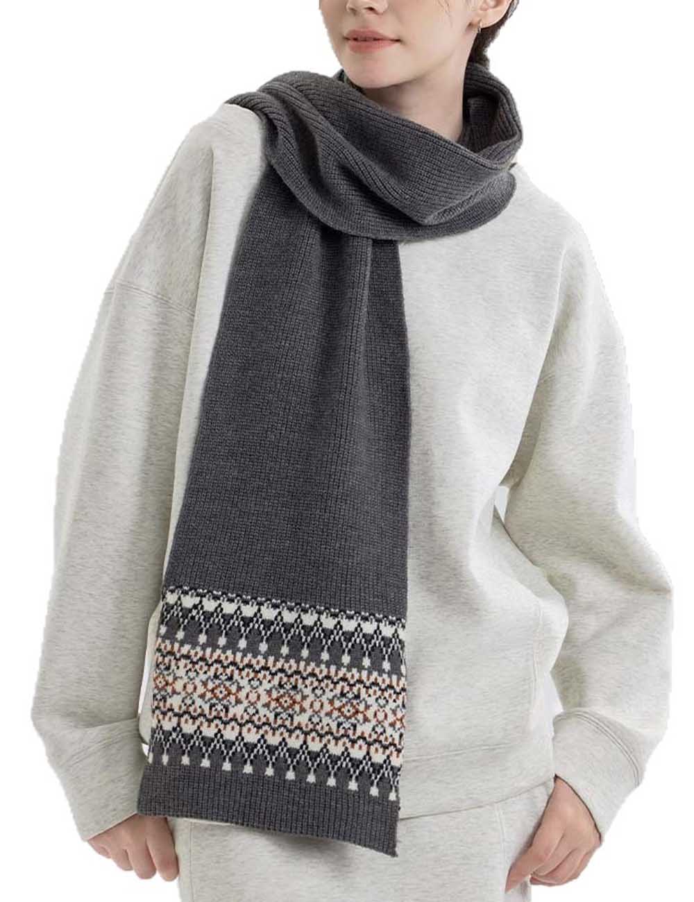 Vintage Soft Warm Fair Isle Knit Scarf