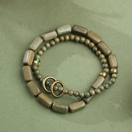 Potala Palace Green Sandalwood Bracelet Women'S Buddha Beads Rosary Plate Play Wooden Unpopular Bracelet Men Women