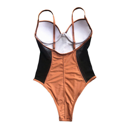 Sexy Mesh Backless One Piece Swimwear