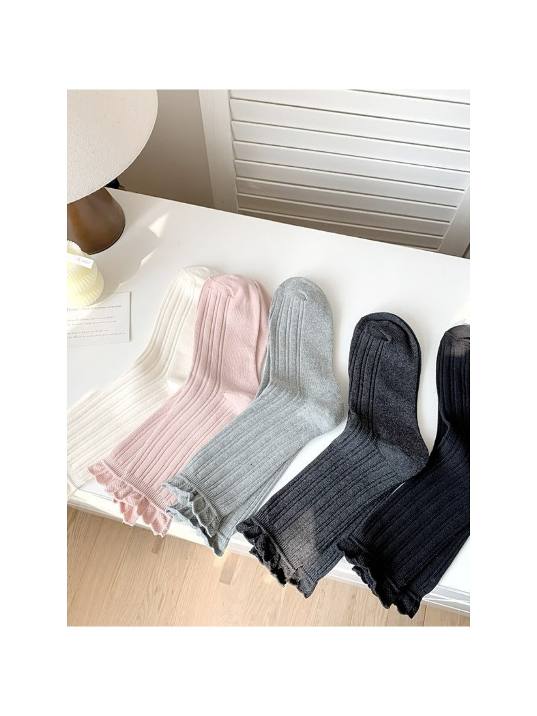 Rufia - Simple Pure Trim Mid-Calf Capsule Socks for Women
