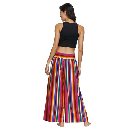 Floral Digital Print Women'S Split Casual Pants Fashion Loose Wide Leg Pants Two Layers Yoga Boho Style Pants