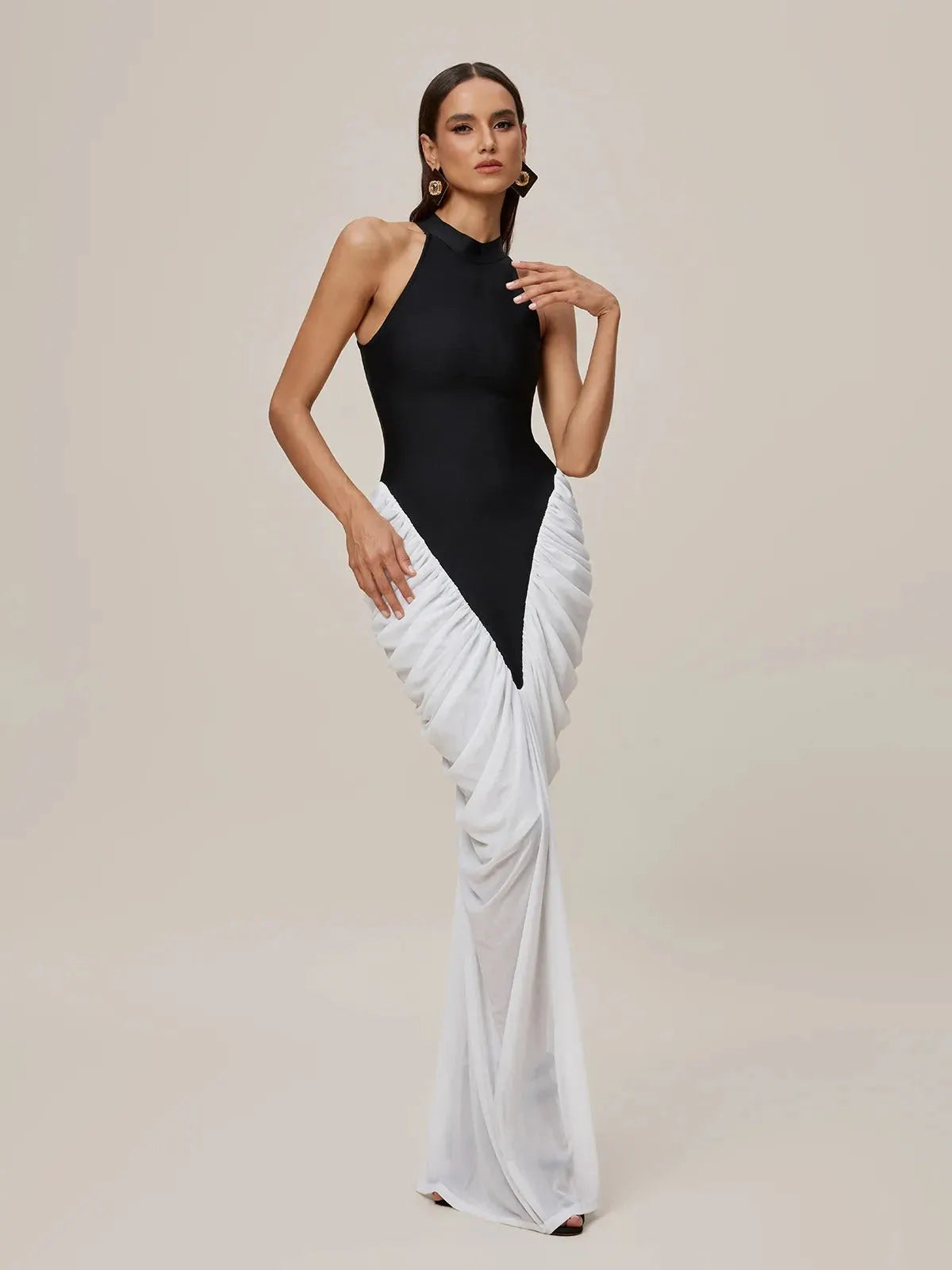 Lenore Sleeveless Ruched Bandage Maxi Dress