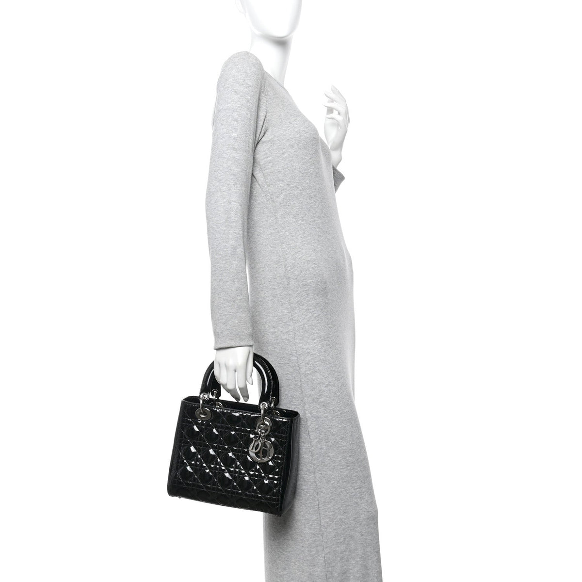 Patent Cannage Medium Lady Dior Black