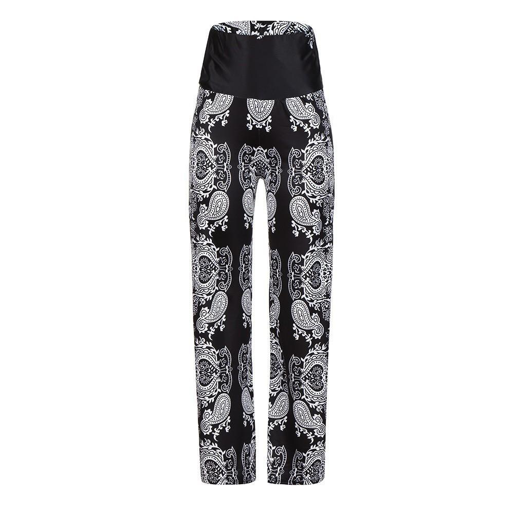 Women'S Plus Size Pants Fashion High Waist Printed Casual Yoga Wide Leg Pants