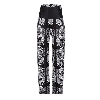 Women'S Plus Size Pants Fashion High Waist Printed Casual Yoga Wide Leg Pants