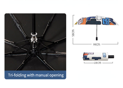 Tetris Pattern Folding Travel Umbrella for Sun and Rain