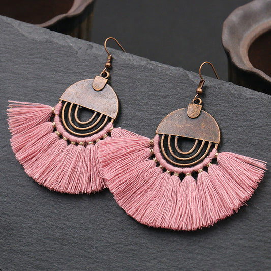 Bohemian Tassel Earrings Geometric Alloy Fashion Jewelry