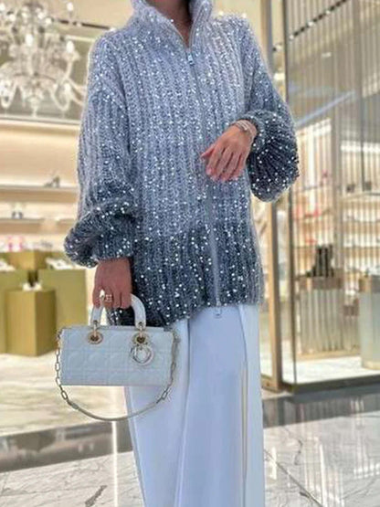 Long Sleeves Solid Color Sweater Tops