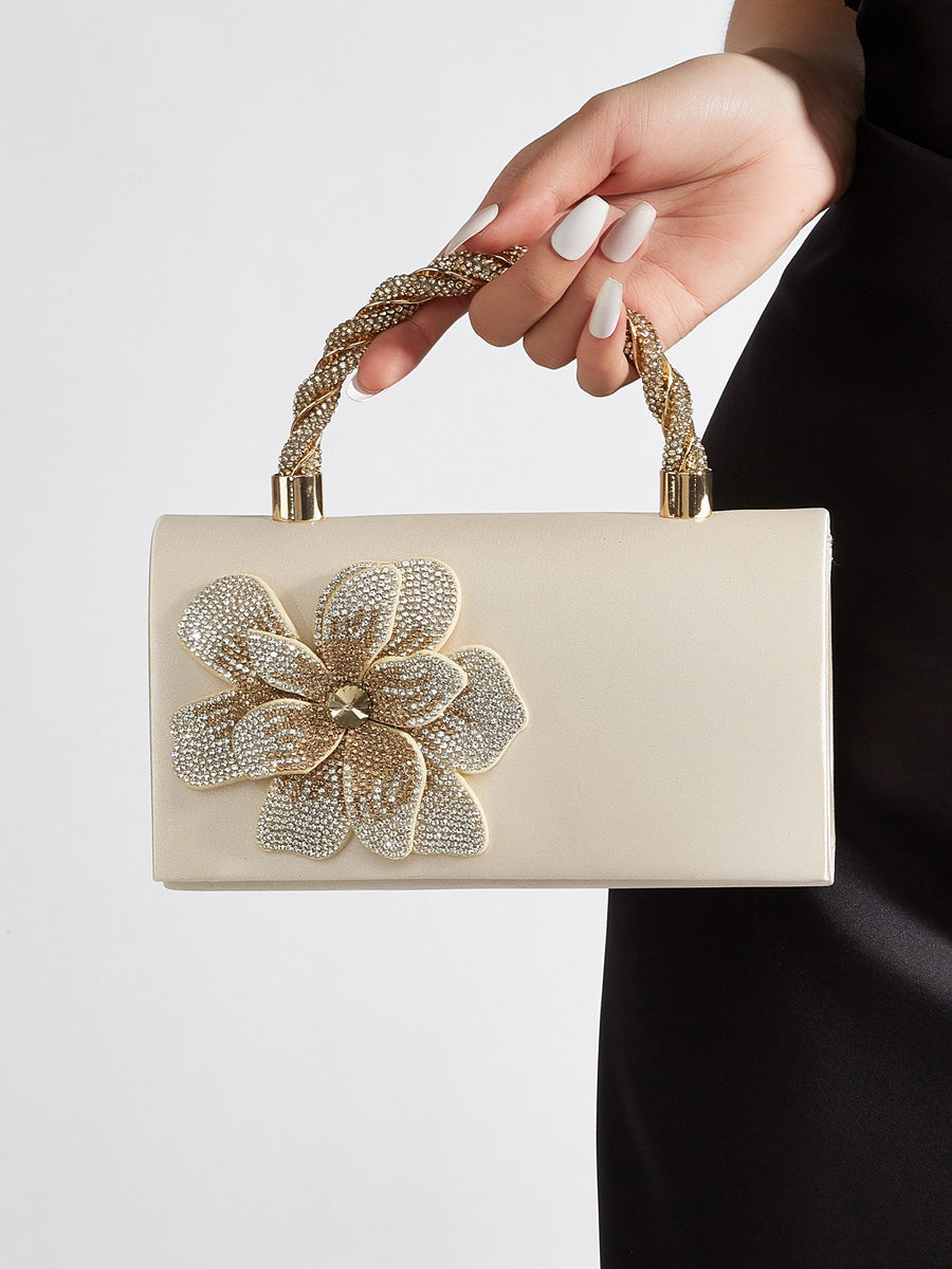 Iris Handmade Rose Diamond Silk Satin Bag