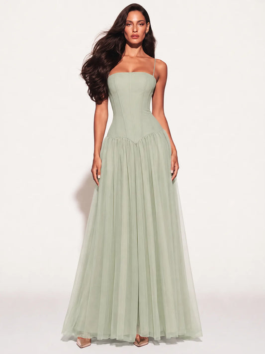 Paisley Strapless Draped Maxi Dress