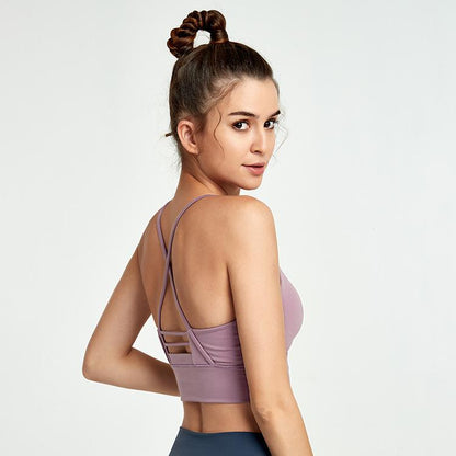 Back Sports Underwear Women'S Fitness Running Yoga Vest With Chest Cushion Shockproof Training Bra 1