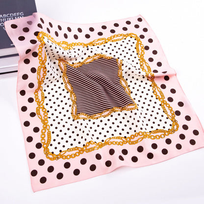 Scarvii - Vintage Polka Dot And Chain Print Scarf