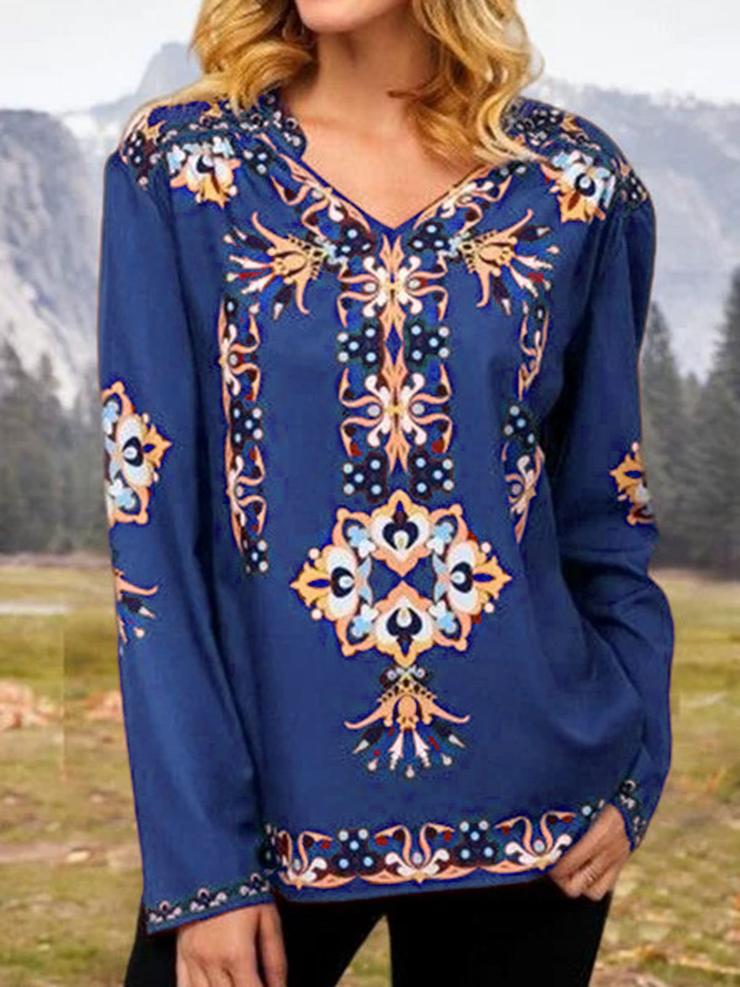 Spring Loose Print Long Sleeve T-Shirt
