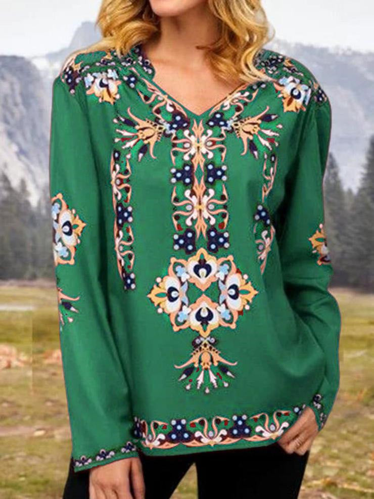 Spring Loose Print Long Sleeve T-Shirt