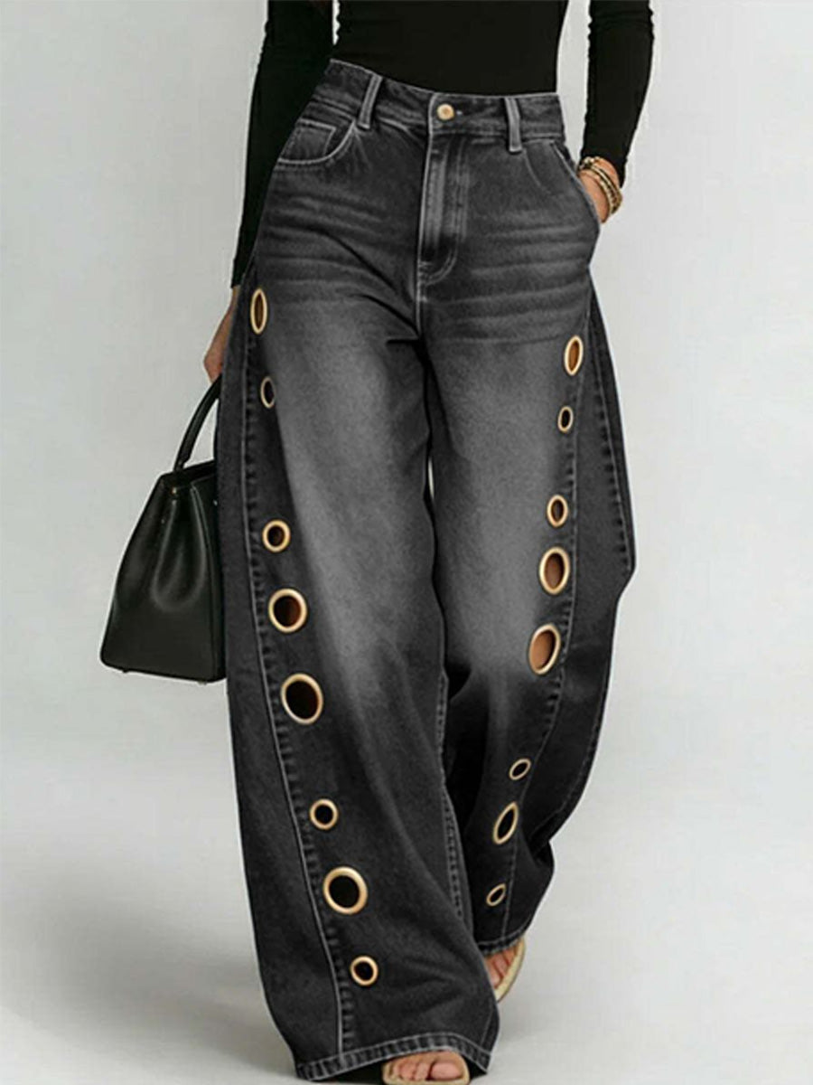 Lana Metal-Eyelet Jeans
