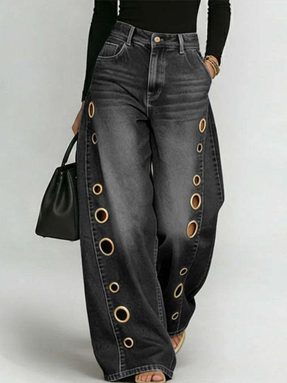 Lana Metal-Eyelet Jeans