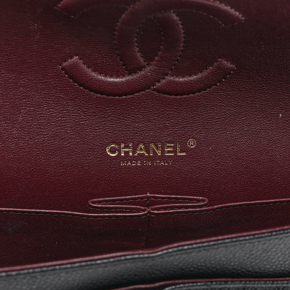 Caviar Quilted Medium Double Flap Black