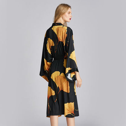New Style Pajamas Women'S Spring And Summer Nightgown Medium Length Plus Size Bathrobe Morning Gown Household Clothes