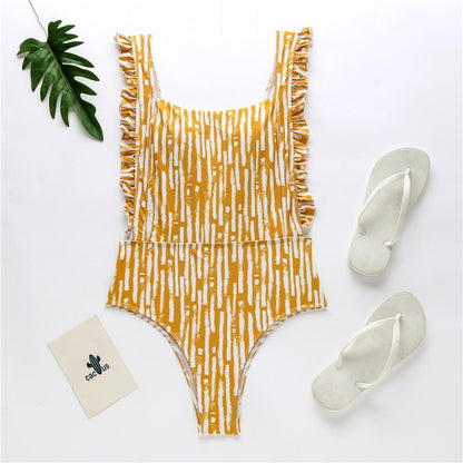 New Sexy One-Piece Plaid Striped Swimsuit