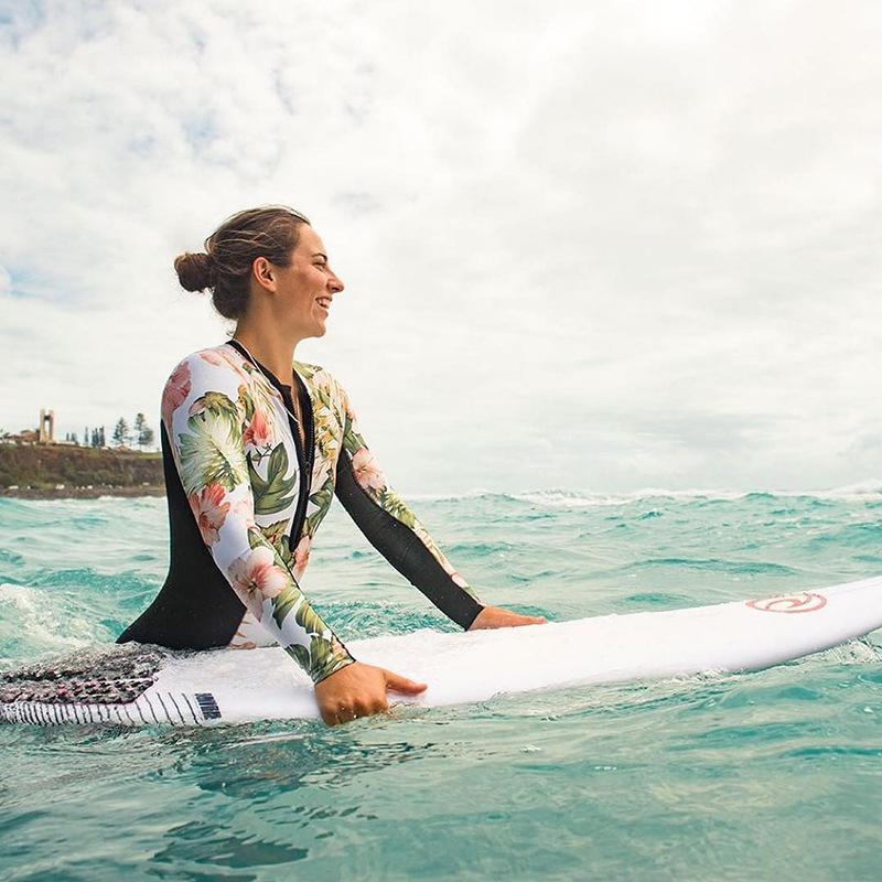 One Piece Wetsuit Swimsuit Women'S Sexy Sport Long Sleeve Printed Surf Swimsuit Monokini