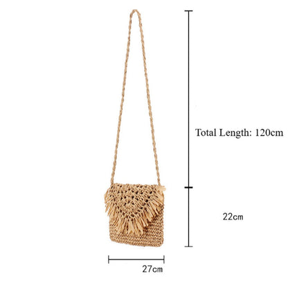 Cosbai - Boho Square Woven Fringe Crossbody Bag - Stylish &amp; Simple