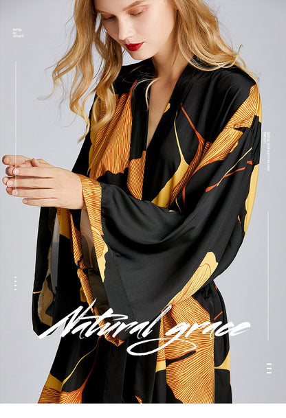 New Style Pajamas Women'S Spring And Summer Nightgown Medium Length Plus Size Bathrobe Morning Gown Household Clothes