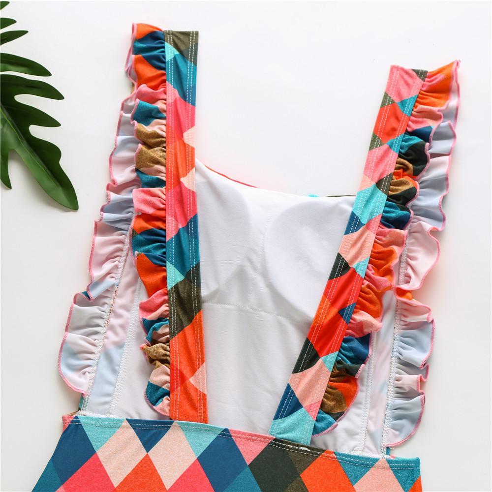 New Sexy One-Piece Plaid Striped Swimsuit