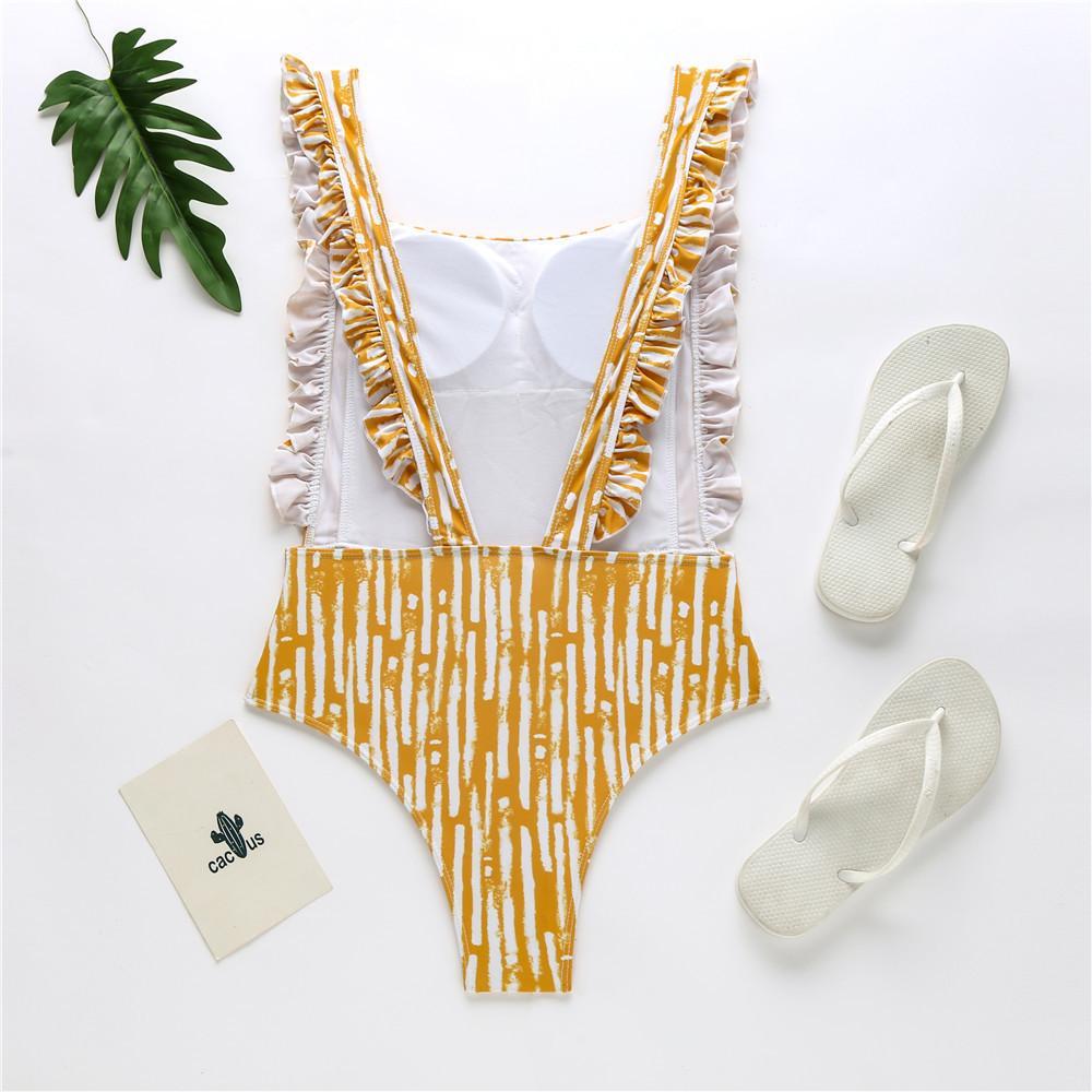 New Sexy One-Piece Plaid Striped Swimsuit