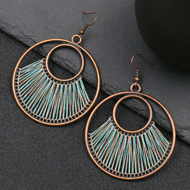 Handmade Geometric Hoop Earrings Set Vintage Heart Accessories