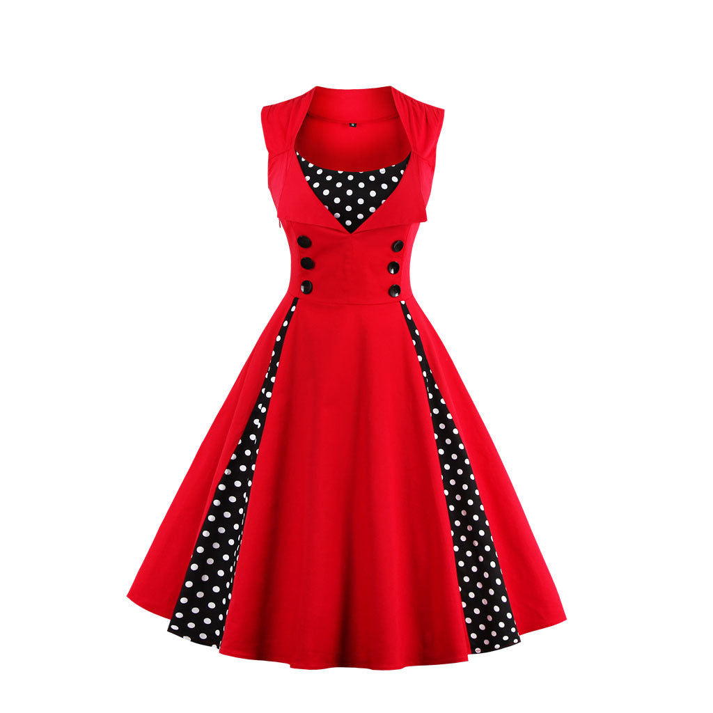 Gothic Retro Polka Dot Dress Elegant Midi Dress