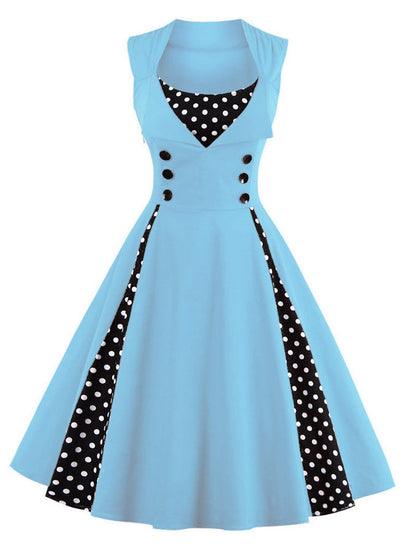 Gothic Retro Polka Dot Dress Elegant Midi Dress