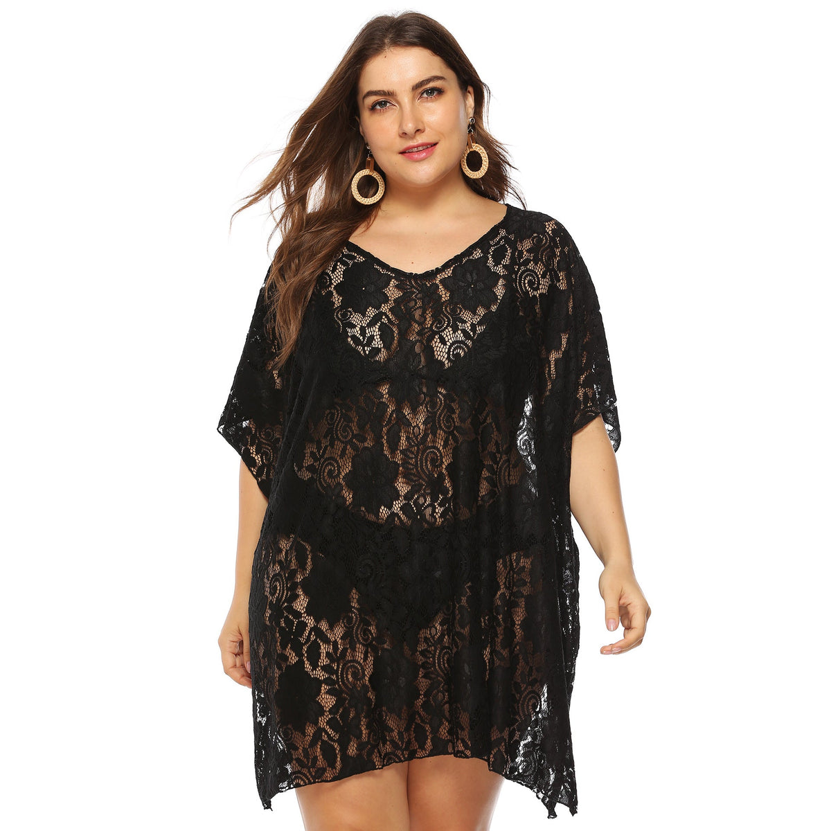 Sexy Lace V-Neck Hollow Out Beach Maxi Dress