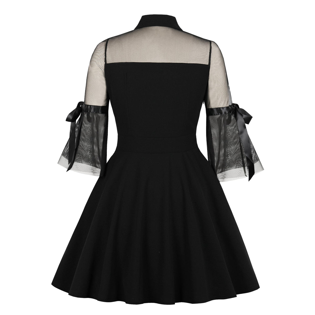 Retro Hollow Lace-Trimmed Midi Dress