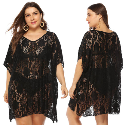 Sexy Lace V-Neck Hollow Out Beach Maxi Dress