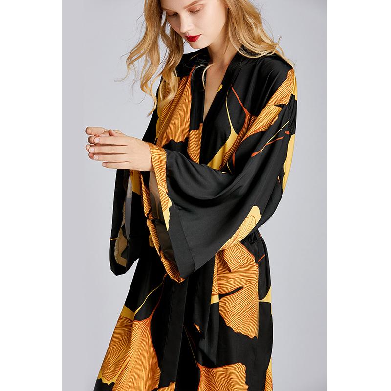 New Style Pajamas Women'S Spring And Summer Nightgown Medium Length Plus Size Bathrobe Morning Gown Household Clothes
