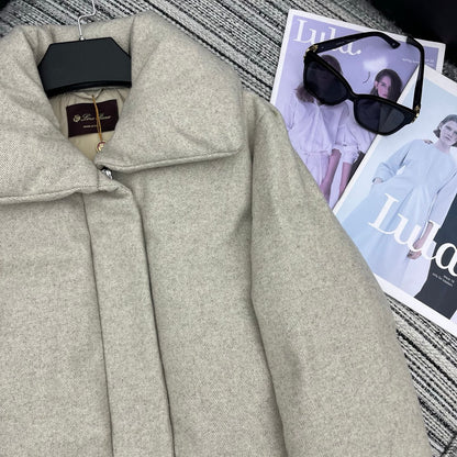 LP 25 Mid-Length Jacket Ivory Wool Fabric Down 308184