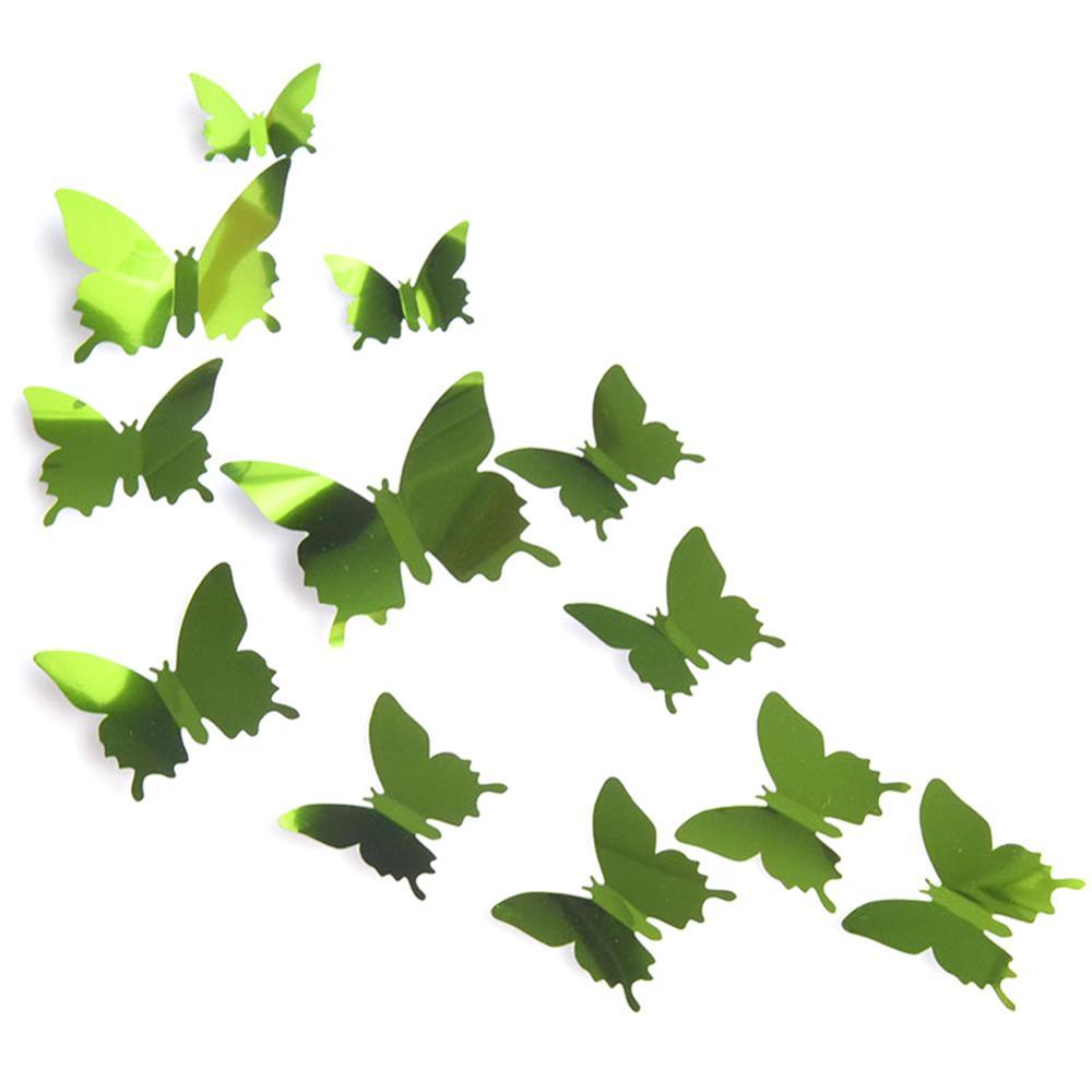 12Pcs/Lot 3D Butterfly Mirror Wall Sticker Decal Wall Art Removable Wedding Decoration Kids Room Decoration Sticker
