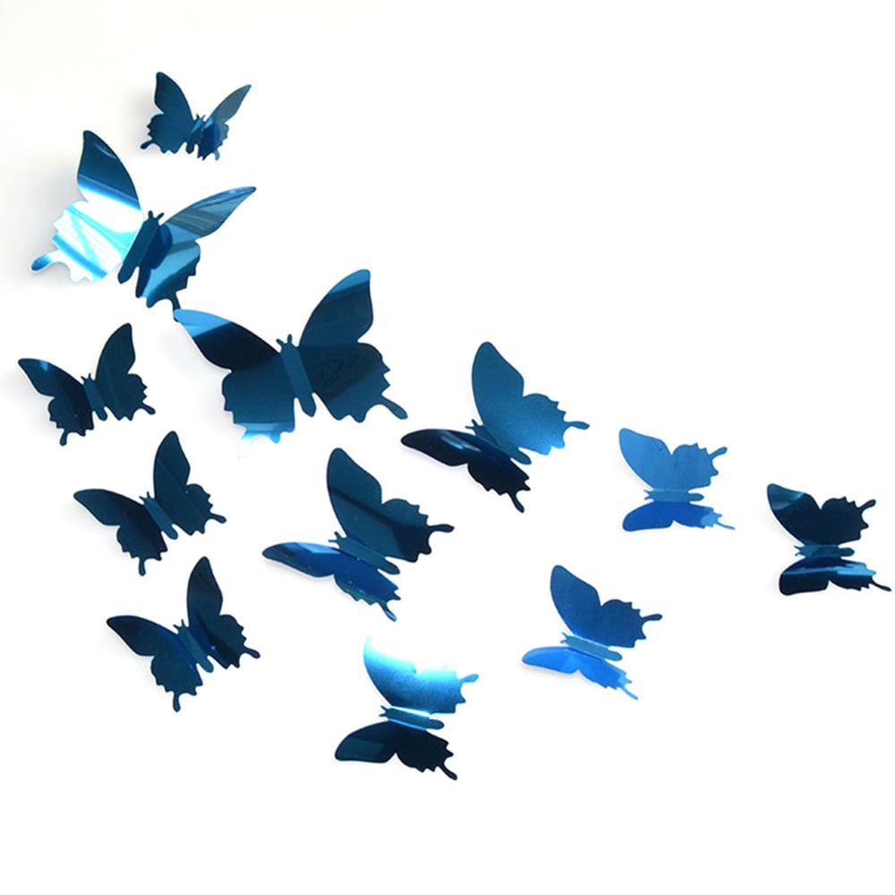 12Pcs/Lot 3D Butterfly Mirror Wall Sticker Decal Wall Art Removable Wedding Decoration Kids Room Decoration Sticker