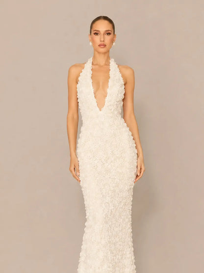 Carina Floral Halter-Neck Mermaid Maxi Dress