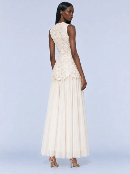Emma Openwork Lace Crochet Mesh Maxi Dress