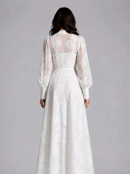 Kennedy Embroidered Lace Maxi Dress with Lantern Sleeves