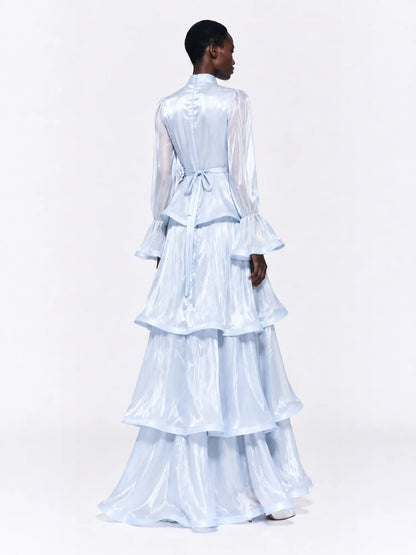 Rylee Tiered Ruffle Bell-Sleeve Maxi Dress