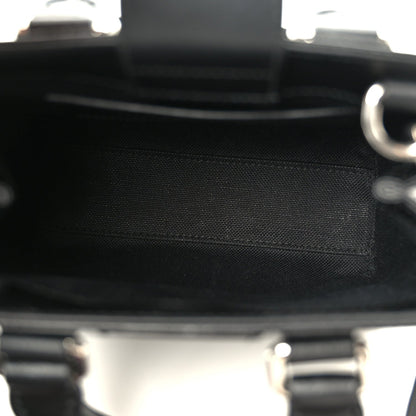 GG Supreme Monogram Appia Calfskin Web Mini Tote Bag Black